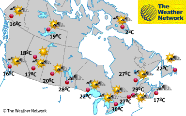 current Canadian weather map